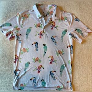 Chubbies Short Sleeve Polo, Tropical Toucan Print, Men’s M